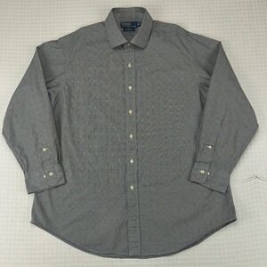 Polo Ralph Lauren Regent Custom Fit Shirt Mens 17.5 32/33 Black White Glen Plaid